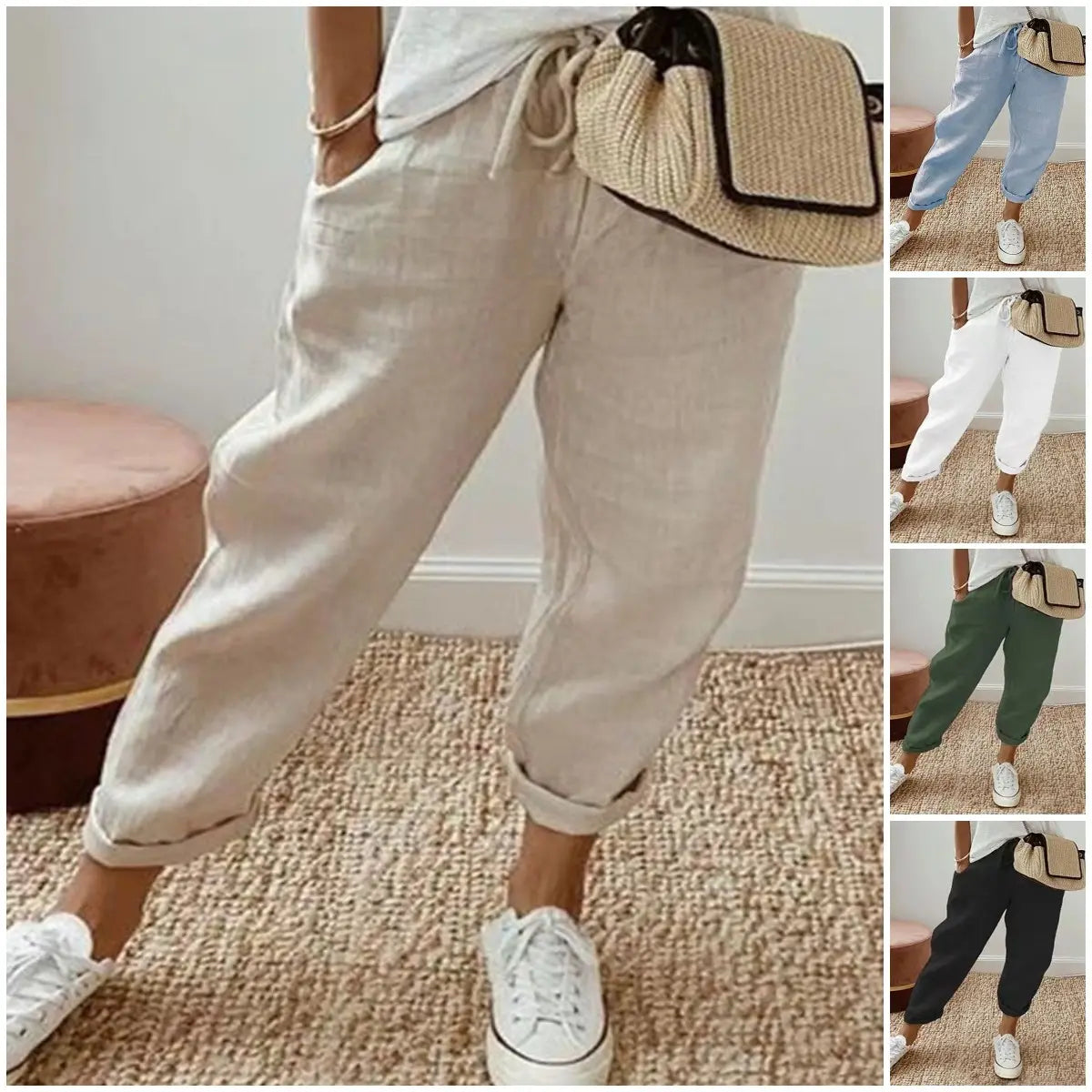 😍💕 Ultima zi de promoție – 50% reducere 💕 Pantaloni casual pentru femei din bumbac și in, comozi și moderni
