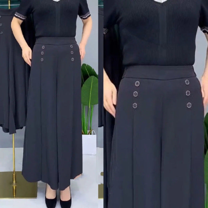 【M-5XL】 Fusta drapată de damă la modă, cu picioare largi și talie înaltă