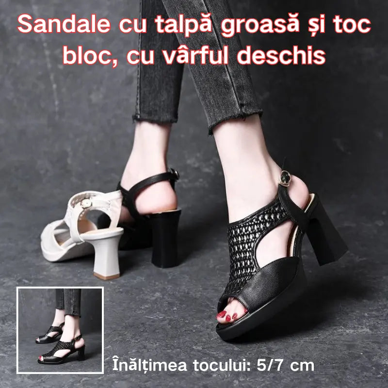 🔥🔥【35-40】👡Sandale de vară noi 2026, cu toc plat, cu vârful deschis, cu talpă groasă și toc plat, cu gura de pește (înălțimea tocului 5/7 cm)