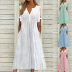 🏖️【S-3XL】2025 Noua rochie midi din dantela plisata simpla