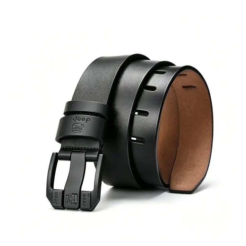 Cureaua retro barbati high-end，Cureaua de blugi cu catarama din piele naturala，Cataramă simplă și la modă, piele de vacă selectată cu un singur strat, puternică și durabilă