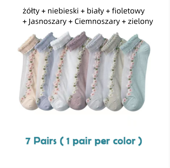 🔥Reducere de ultima zi -【1 set de 7 perechi】 șosete de vară cu flori de vară respirabile Material: bumbac