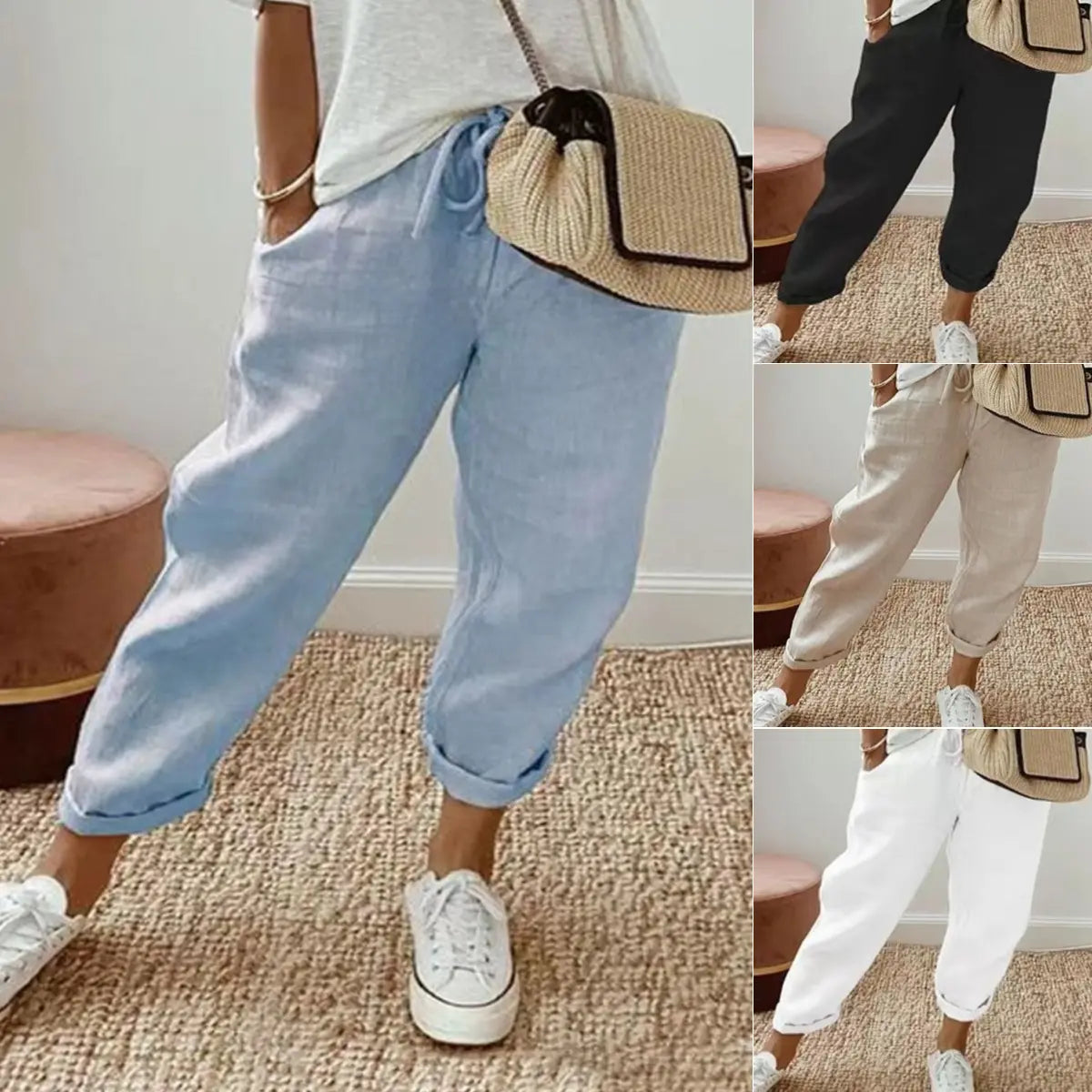 😍💕 Ultima zi de promoție – 50% reducere 💕 Pantaloni casual pentru femei din bumbac și in, comozi și moderni