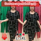 【30% OFF】【Top + Pantaloni】🔥🔥Costum de femeie cu mânecă scurtă, stil nou 2026, lejer, pentru femei de vârstă mijlocie și în vârstă