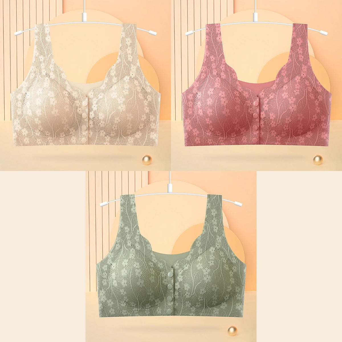 😍【Promoție de primăvară: 3 bucăți】Sutien fără sârmă pentru femei cu cataramă în față, confortabil și moale