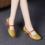 45% REDUCERE ✨🌼【Mărimi 35-41】Sandale noi din piele naturală cu vârful rotund și toc jos, 2026