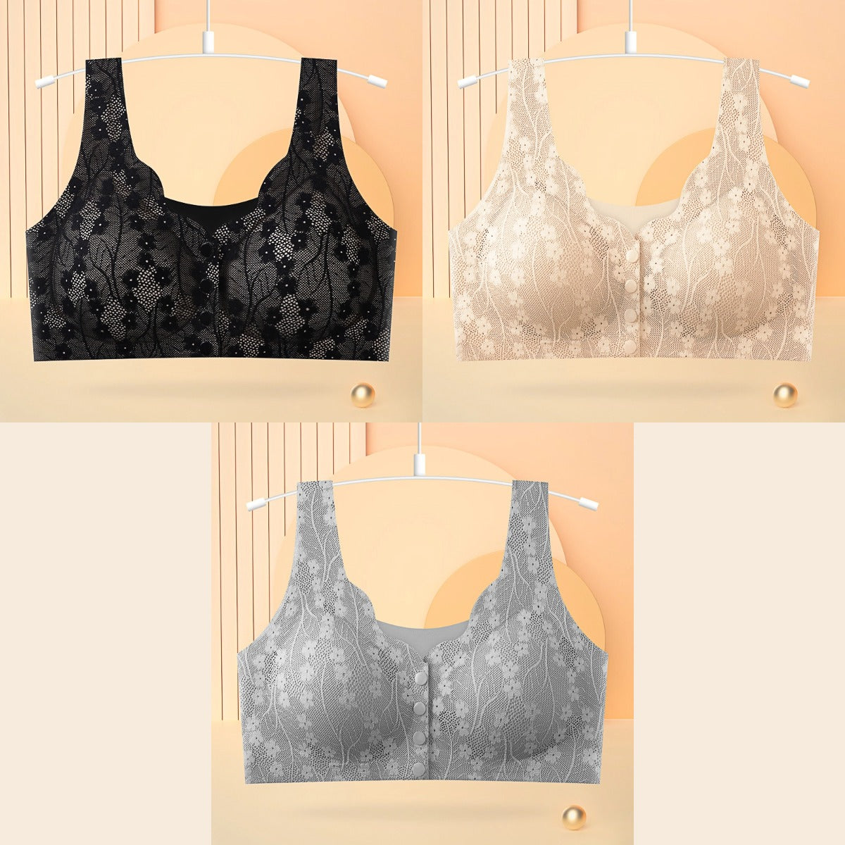 😍【Promoție de primăvară: 3 bucăți】Sutien fără sârmă pentru femei cu cataramă în față, confortabil și moale