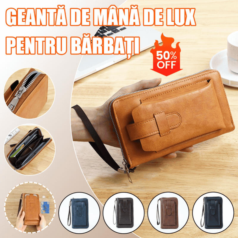 💼Portofel multifuncțional pentru bărbați, realizat manual din piele naturală, în stil nou