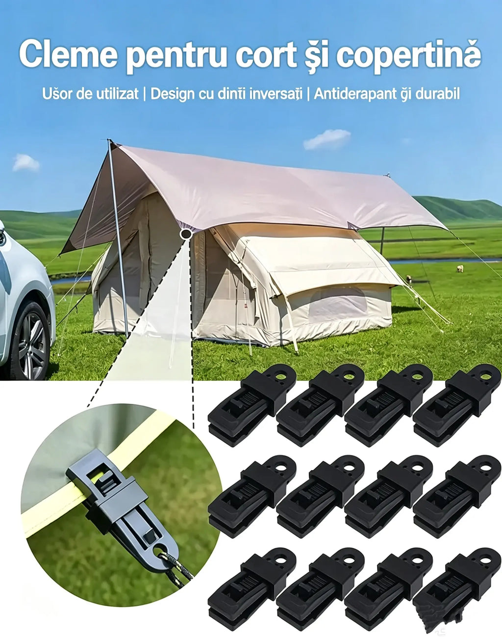 🏡🌿【Set de 50 Bucăți】Cleme pentru Fixarea Plasei de Umbrire și a Cortului