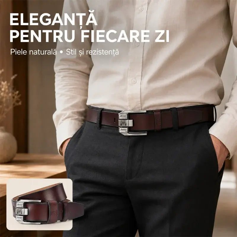 Cureaua retro barbati high-end，Cureaua de blugi cu catarama din piele naturala，Cataramă simplă și la modă, piele de vacă selectată cu un singur strat, puternică și durabilă
