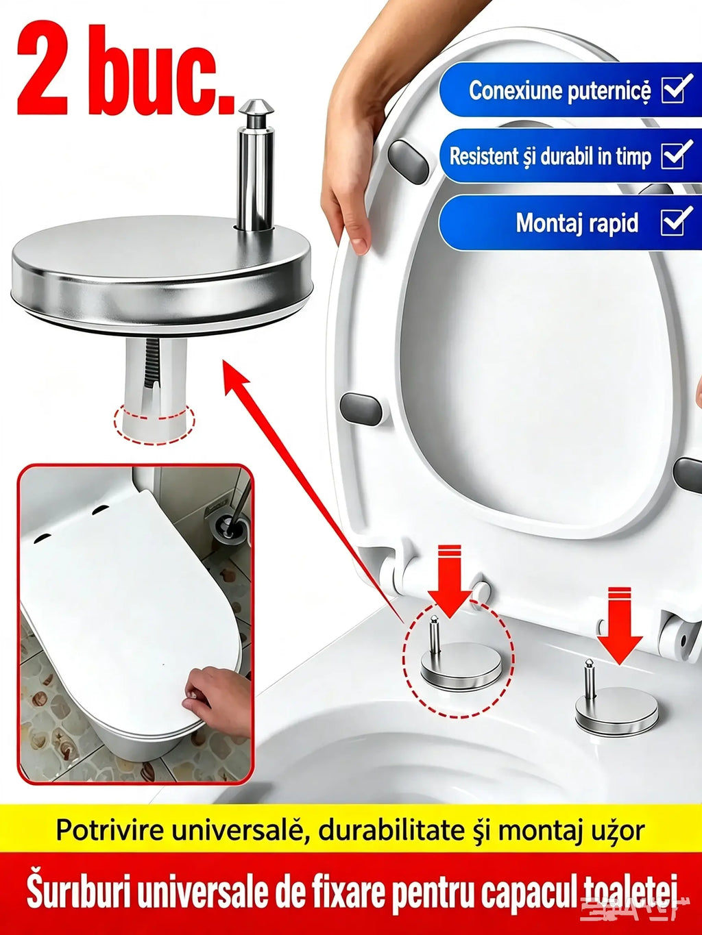 🚽【3 perechi la 129 lei fiecare】 Accesorii universale pentru baie ----💦✨cleme cu șurub pentru fixarea scaunului de toaletă.