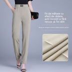 【XL-6XL】👖Pantaloni de vară din mătase glacială, cu talie înaltă și croială dreaptă