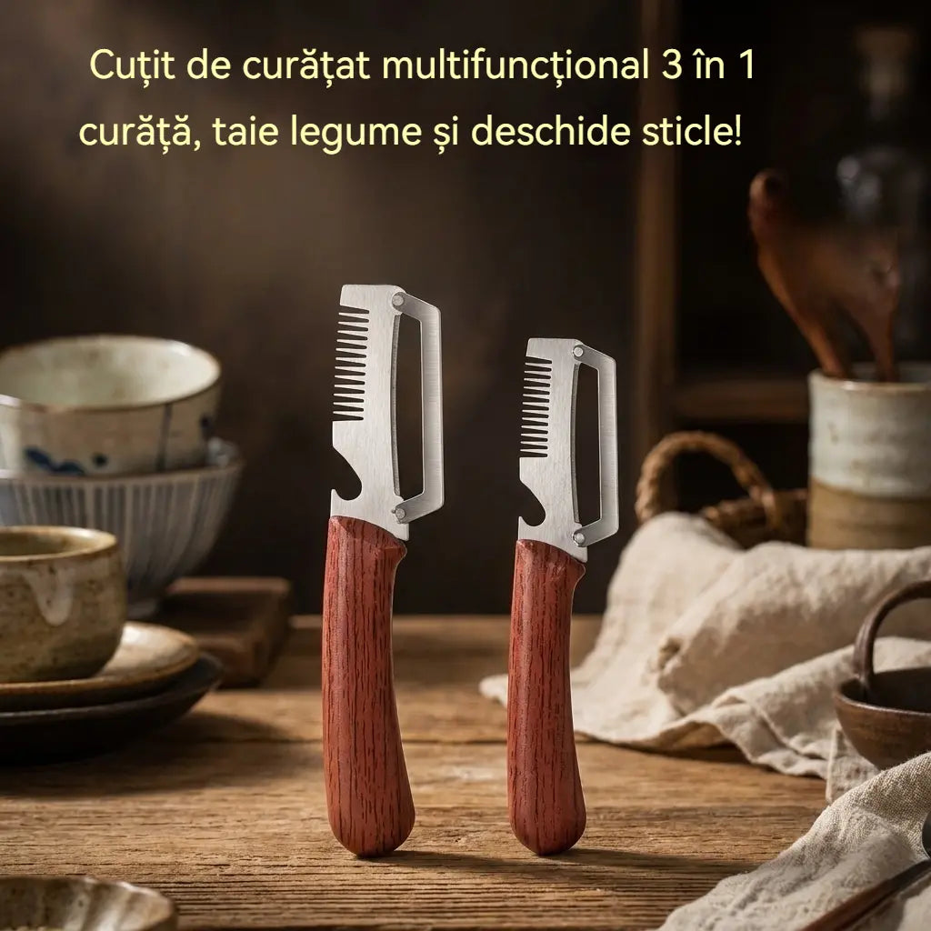 ✅ Cumpără 1, primești 1 (în total 2 bucăți) 🧅🔪 Cuțit de curățat multifuncțional 3 în 1: curăță, taie legume și deschide sticle! 🔥