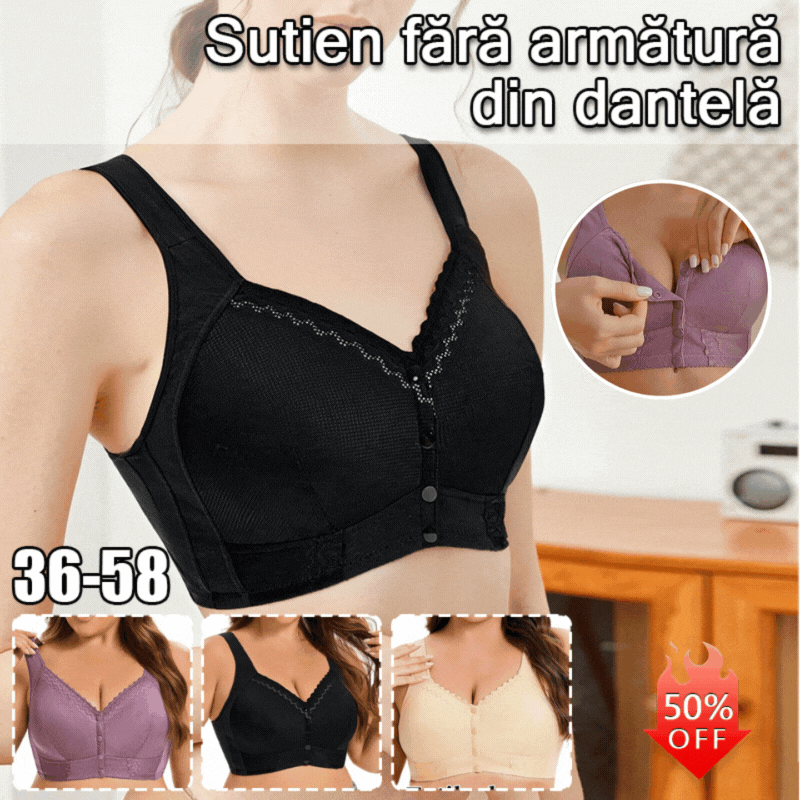 KU-🔥 (3/6buc）💕🎁【45kg-155kg】Sutien supradimensionat, respirabil, din bumbac moale, cu nasturi frontali