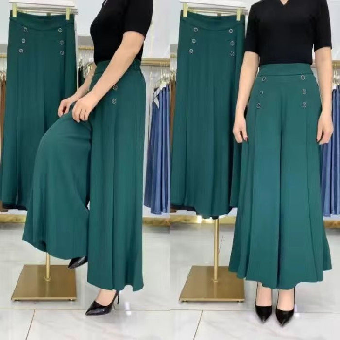 【M-5XL】 Fusta drapată de damă la modă, cu picioare largi și talie înaltă