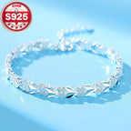 KU-🔥😀👉【🛒Cumpărați 1 obțineți 1 gratuit】💖🍀【Pachet cu 2 bucăți】Brățară de mână pentru femei, din argint sterling 925, cu trifoi cu patru foi, Love New Fashion