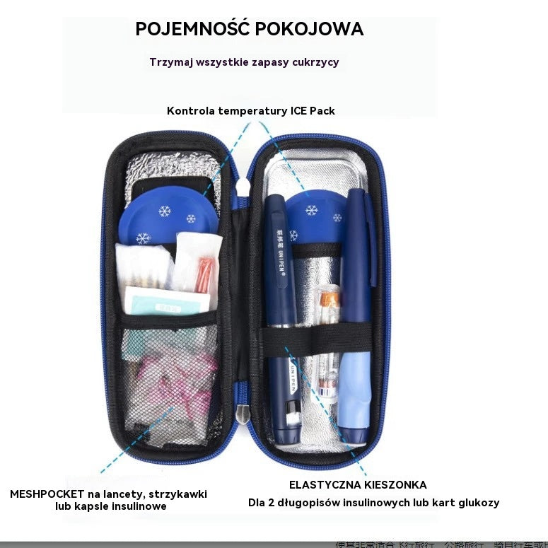 Geantă-frigider de călătorie pentru insulină, cu afișaj pentru temperatură