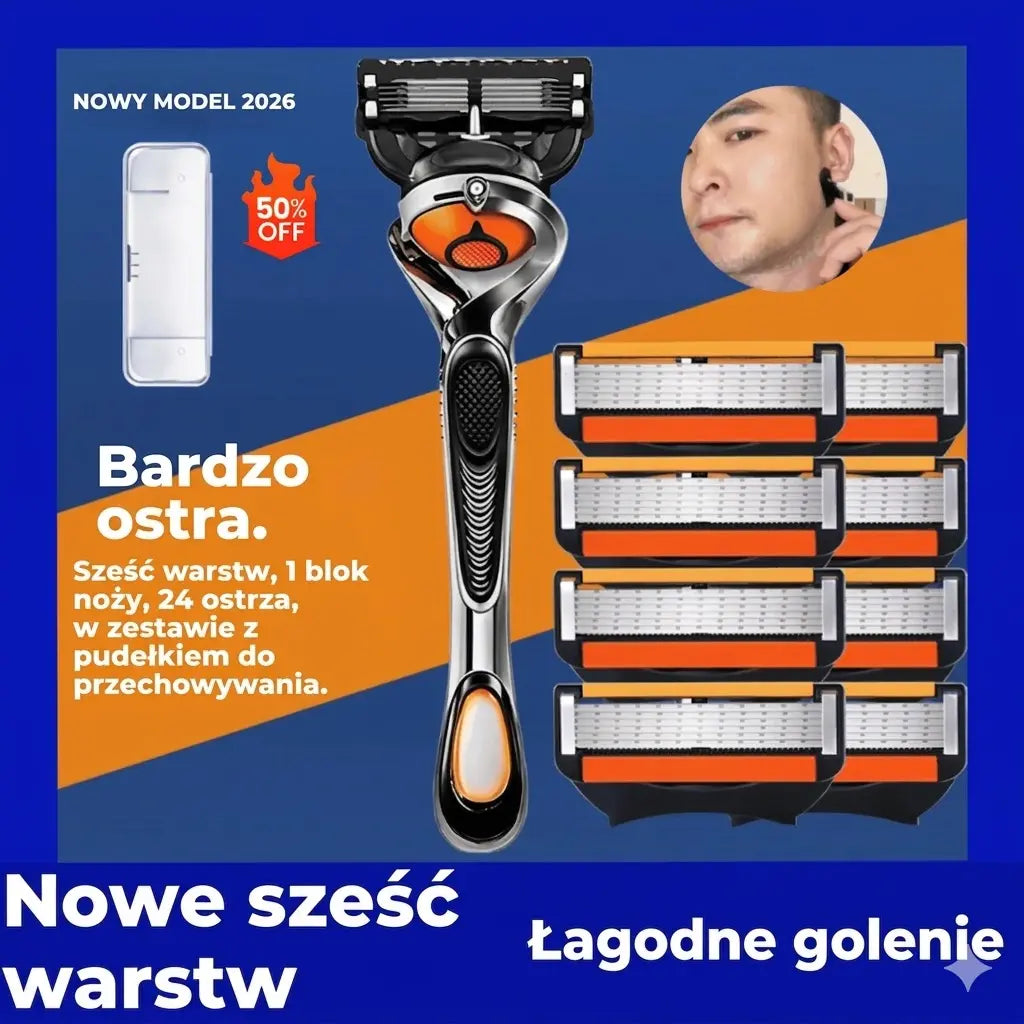 🪒✨Set de lame de ras pentru bărbați + suport – Lame ultra ascuțite din oțel inoxidabil pentru un bărbierit perfect 🪒✨