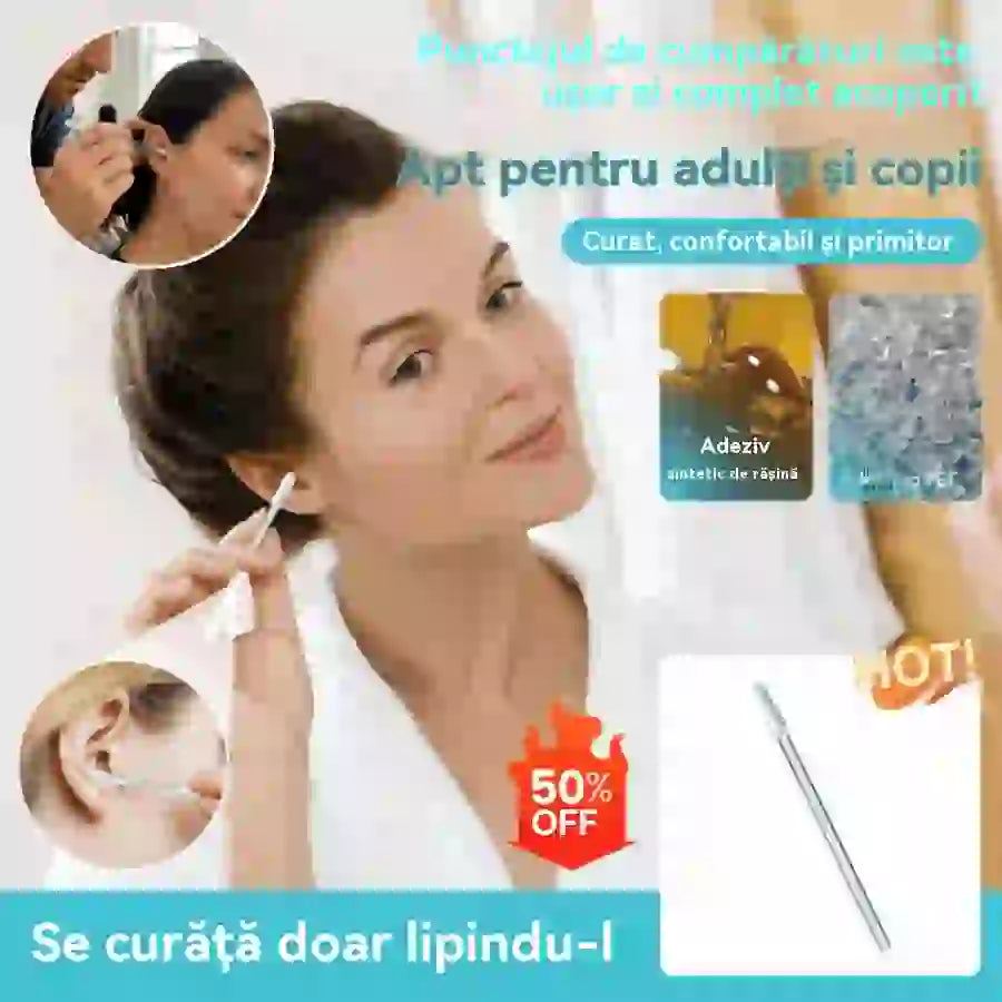 👂✨Cumpără unul, primești unul gratuit【Îndepărtare extrem de eficientă a cerumenului--40 de bucăți】Noua bețișoară pentru curățarea urechilor, special concepută