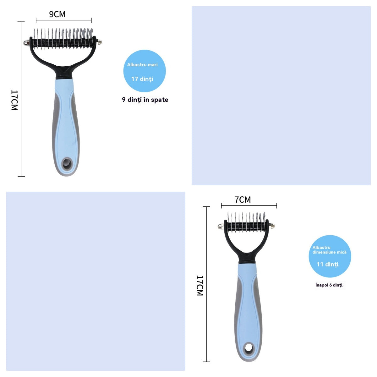 Pieptene pentru animale de companie, pieptene de descurcare pe două fețe, pieptene pentru curățarea și îngrijirea pisicilor și a câinilor, pieptene pentru articole pentru animale de companie