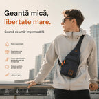 🎒✨ Geantă de umăr impermeabilă cu buzunare multiple – organizare practică, curea reglabilă și orificiu pentru căști