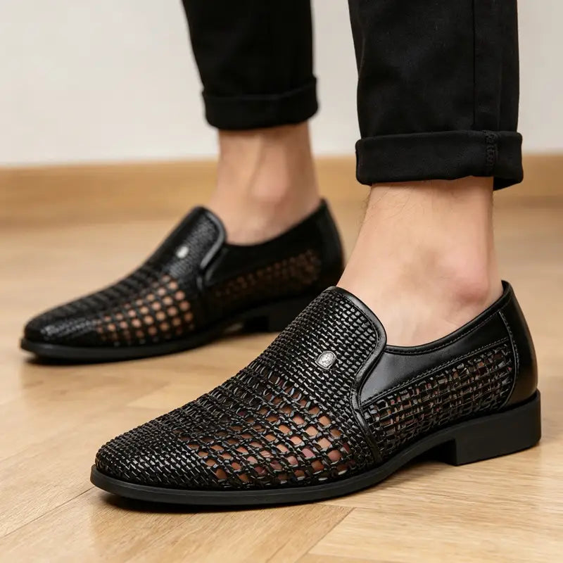 👞 pantofi bărbătești din piele naturală, perforați și respirabili