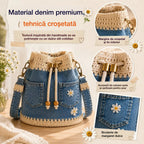🎒Geantă Boho din Denim Împletit, Potrivită pentru Diverse Stiluri ✨