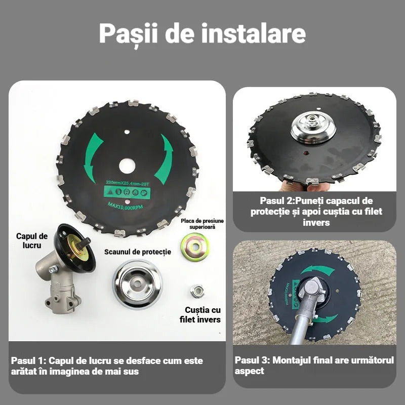 🌿 cap pentru motocoasă cu lanțuri｜2 în 1：tăiere iarbă + curățare buruieni