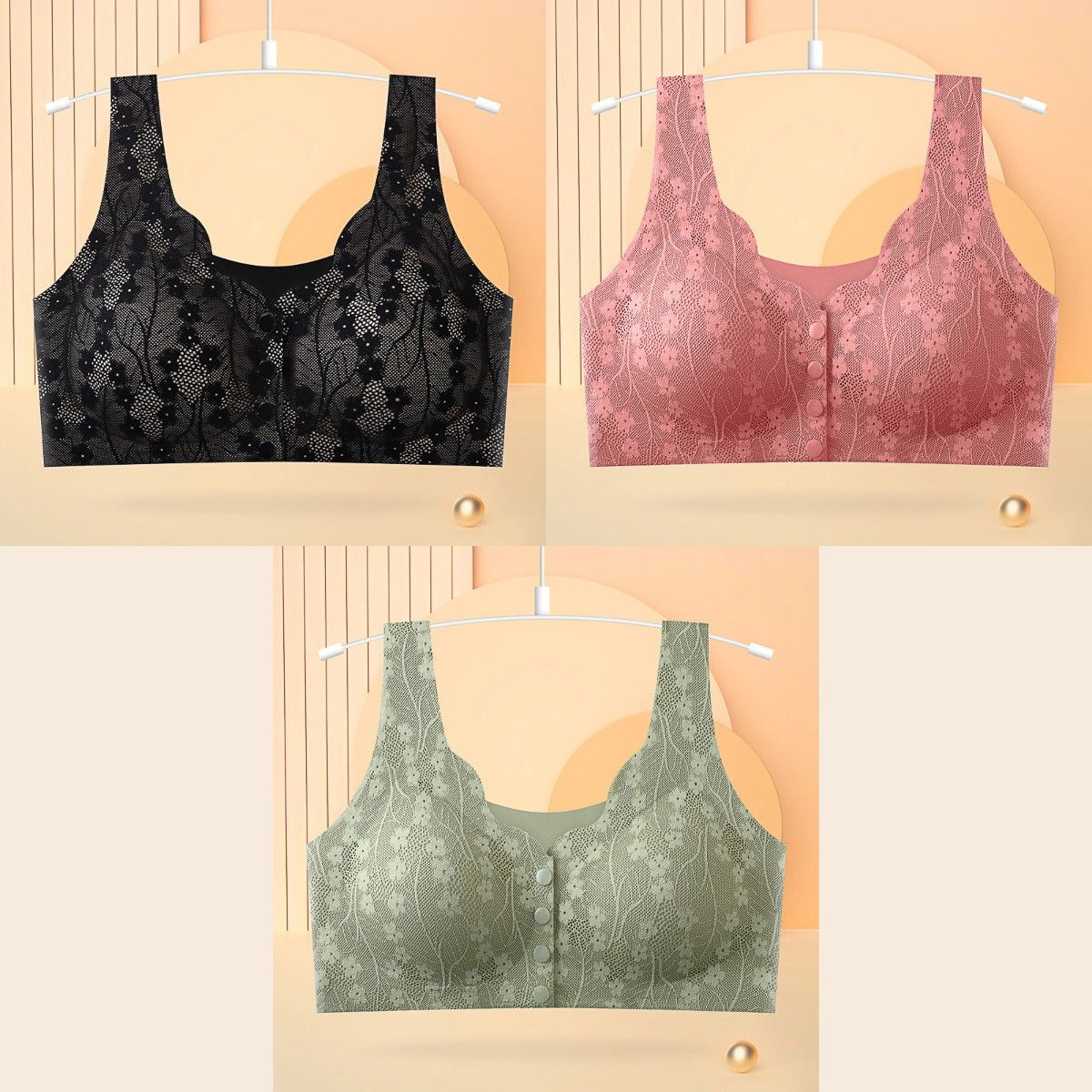 😍【Promoție de primăvară: 3 bucăți】Sutien fără sârmă pentru femei cu cataramă în față, confortabil și moale