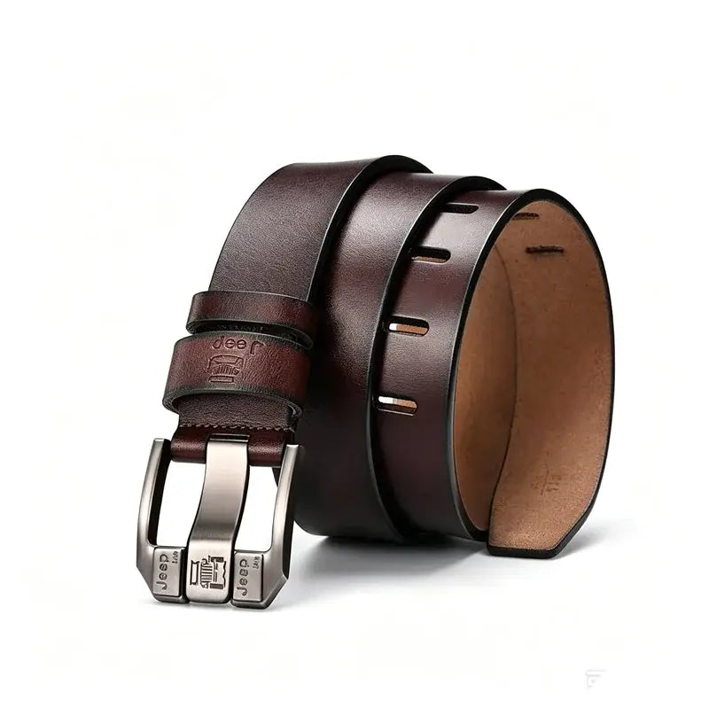 Cureaua retro barbati high-end，Cureaua de blugi cu catarama din piele naturala，Cataramă simplă și la modă, piele de vacă selectată cu un singur strat, puternică și durabilă