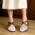 【35-40】Sandale Retro din Piele Moale cu Perforații – Confort la super-lativ, zero presiune și picioare odihnite toată vara!