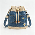 🎒Geantă Boho din Denim Împletit, Potrivită pentru Diverse Stiluri ✨