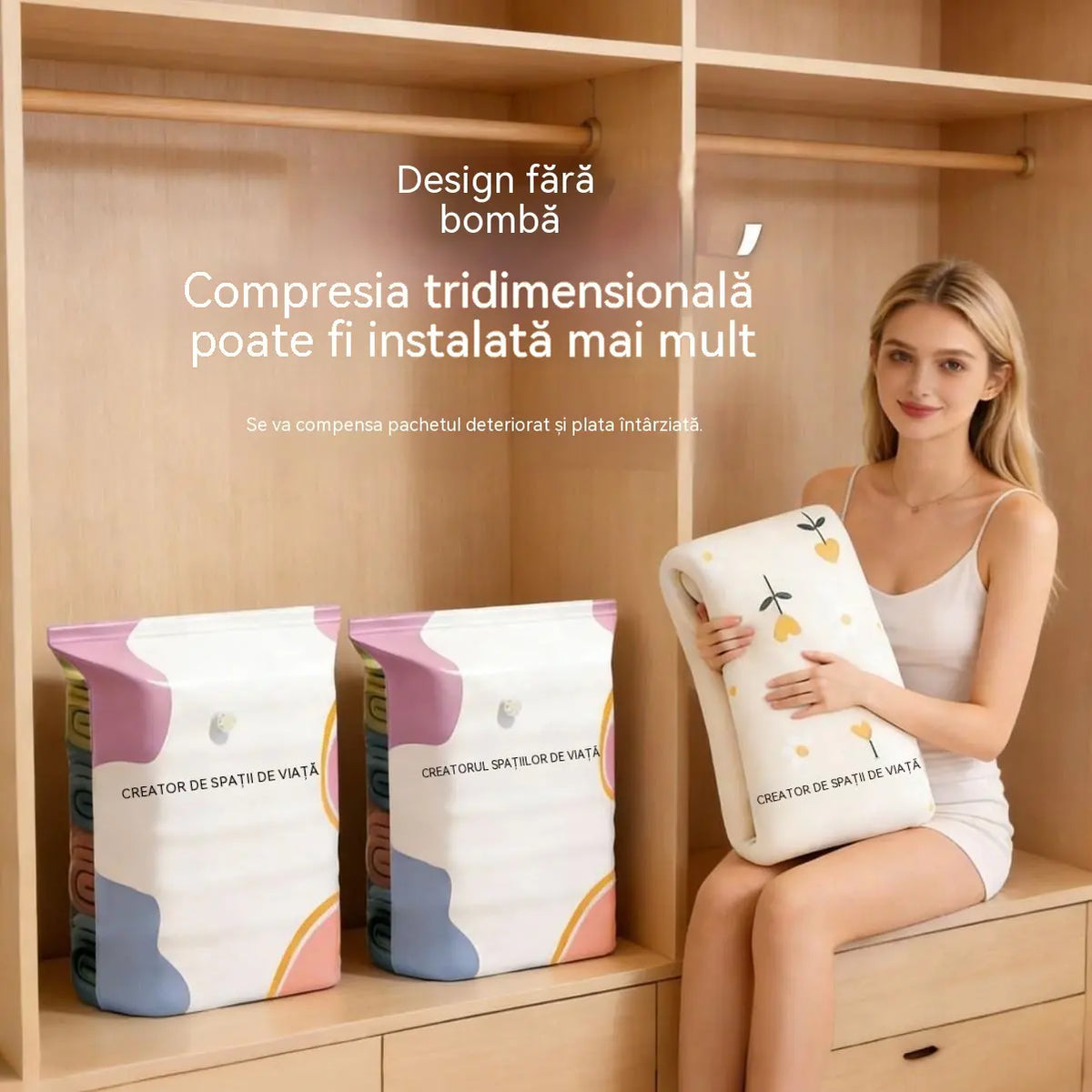 🧳【Set de 3 bucăți】💨 Pungi de depozitare sub vid, compresibile, de dimensiuni mari: nu necesită pompă, sunt etanșe și reprezintă alegerea ideală pentru a economisi spațiu în valiză și acasă ✈️