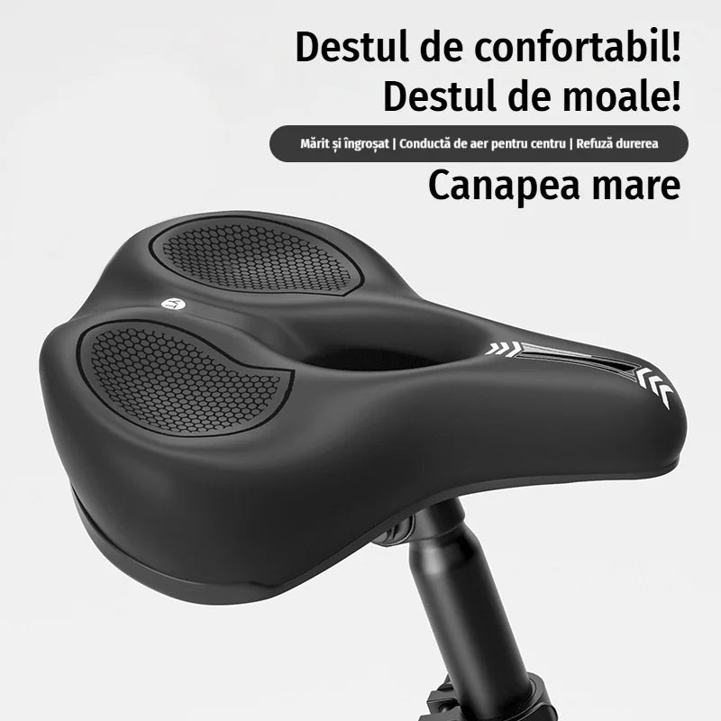 Scaun de Bicicletă Ultra Confortabil și Lat – Umplutură cu Spumă de Înaltă Densitate, Calmare Dureri, Anti-Șoc pentru MTB și Cursieră