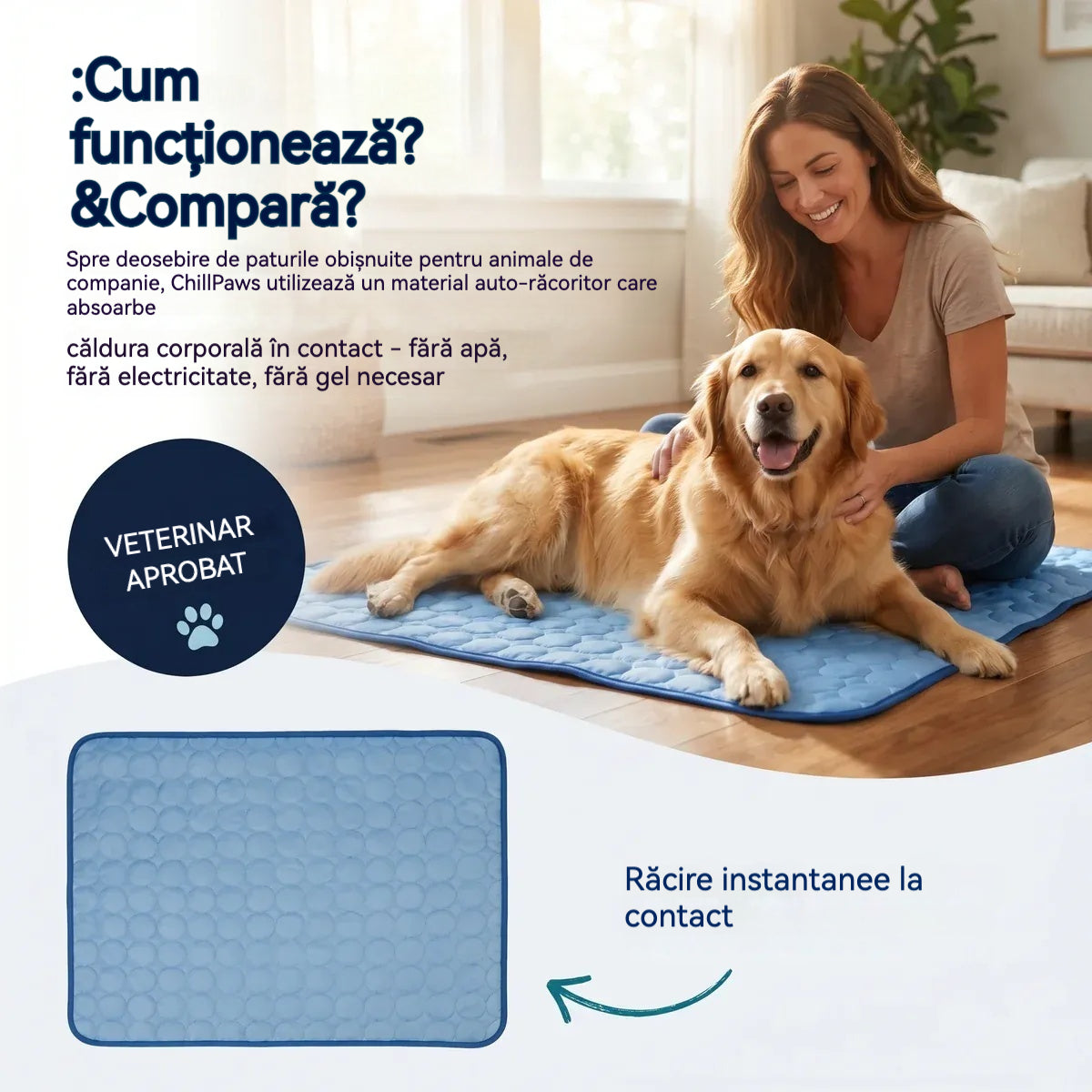 🧊⚡ Reduceri de vară! Covoraș răcoritor pentru animale de companie (fără apă) – Țesătură Oxford respirabilă, potrivit pentru orice pat sau cușcă.