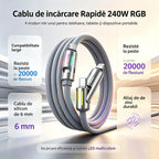 🔥 【2 bucăți la 119 de lei】 🔥 (2 metri lungime) Cablu 4 în 1 PD 240 W – USB-C, Lightning și încărcare rapidă USB-A, aluminiu și silicon, sincronizare date ⚡📱