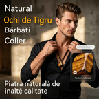 🐯🔥 Ofertă limitată: 52% reducere! Colier pentru bărbați cu mărgele din piatră naturală „ochi de tigru”: șnur țesut manual, mărgele lustruite și netede care îți pun în valoare stilul unic ✨