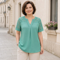 KU-🔥 【S-6XL】👚Tricou Elegant din Bumbac cu Detalii din Dantelă