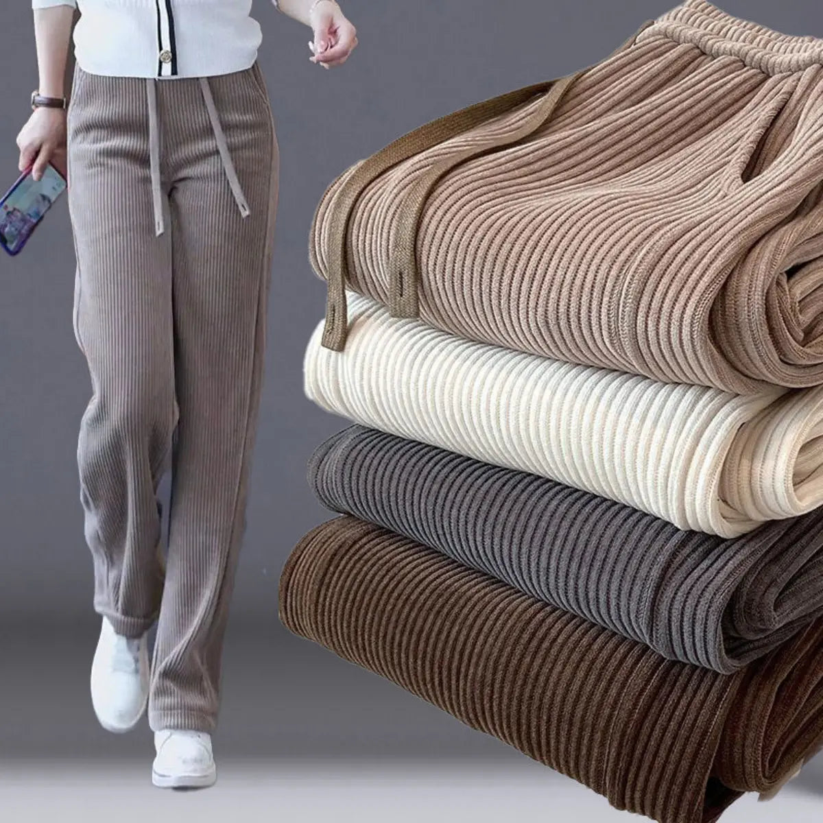 🏆【M-3XL】【40-110KG】👖Pantaloni noi, elastici, cu croi larg, pentru femei【40-110kg】