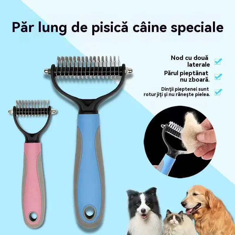 Pieptene pentru animale de companie, pieptene de descurcare pe două fețe, pieptene pentru curățarea și îngrijirea pisicilor și a câinilor, pieptene pentru articole pentru animale de companie