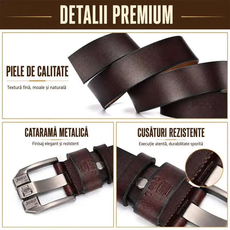 Cureaua retro barbati high-end，Cureaua de blugi cu catarama din piele naturala，Cataramă simplă și la modă, piele de vacă selectată cu un singur strat, puternică și durabilă
