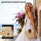 👜✨ geantă boho împletită manual, purtată pe umăr sau crossbody — cu bretea reglabilă și design ușor ✨