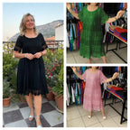 ✨✨【S-5XL】Rochie tricou nouă cu mânecă scurtă, cu gât rotund, din dantelă