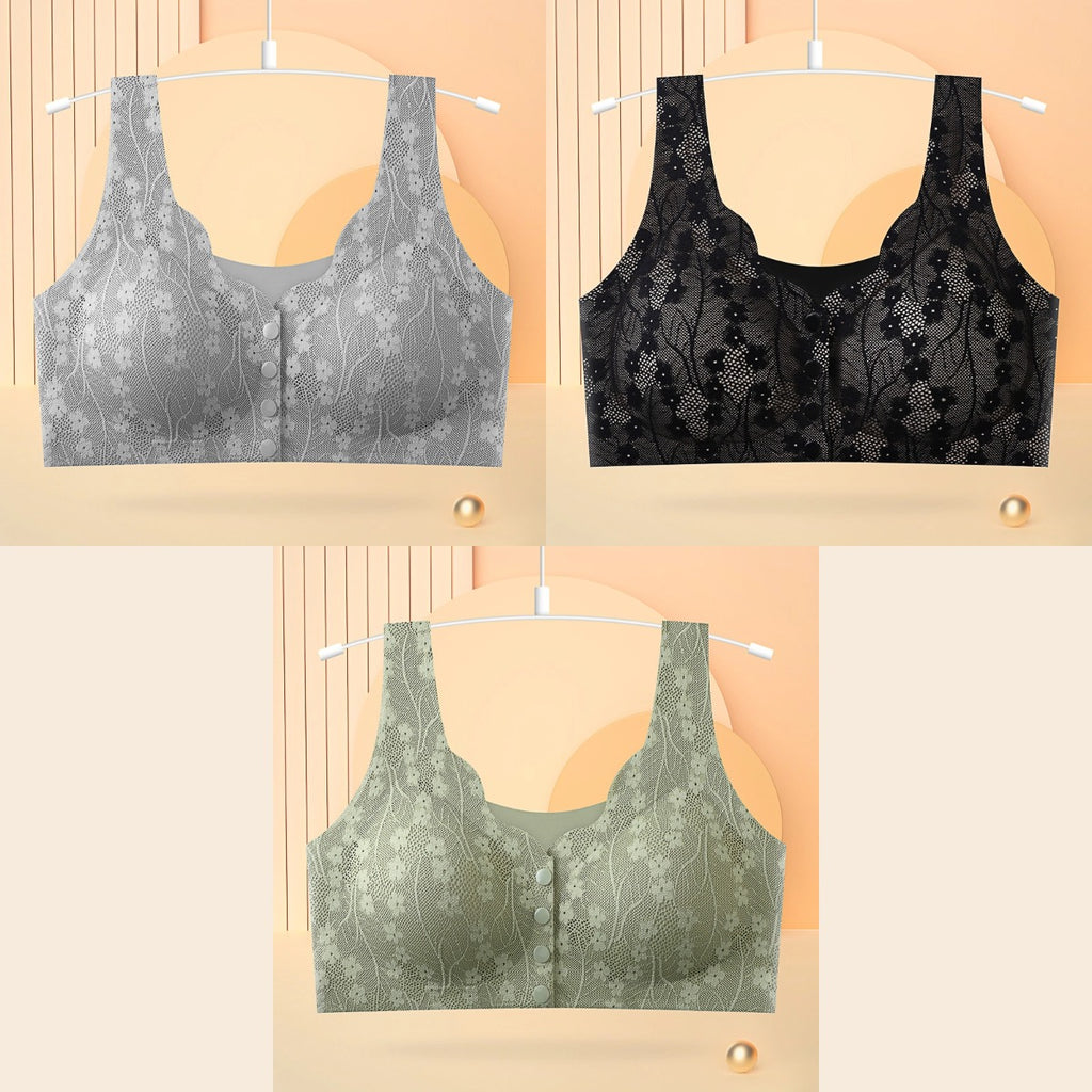 😍【Promoție de primăvară: 3 bucăți】Sutien fără sârmă pentru femei cu cataramă în față, confortabil și moale