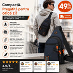 🎒✨ Geantă de umăr impermeabilă cu buzunare multiple – organizare practică, curea reglabilă și orificiu pentru căști