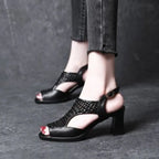 🔥🔥【35-40】👡Sandale de vară noi 2026, cu toc plat, cu vârful deschis, cu talpă groasă și toc plat, cu gura de pește (înălțimea tocului 5/7 cm)