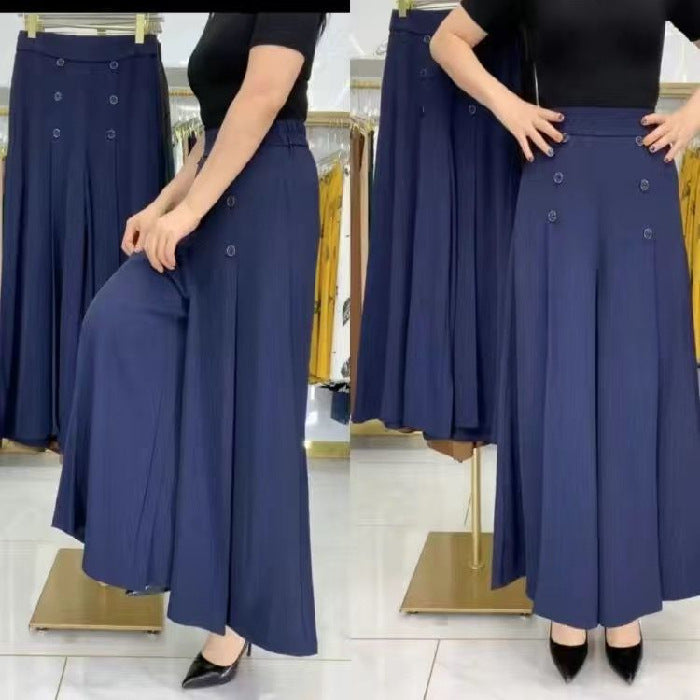 【M-5XL】 Fusta drapată de damă la modă, cu picioare largi și talie înaltă