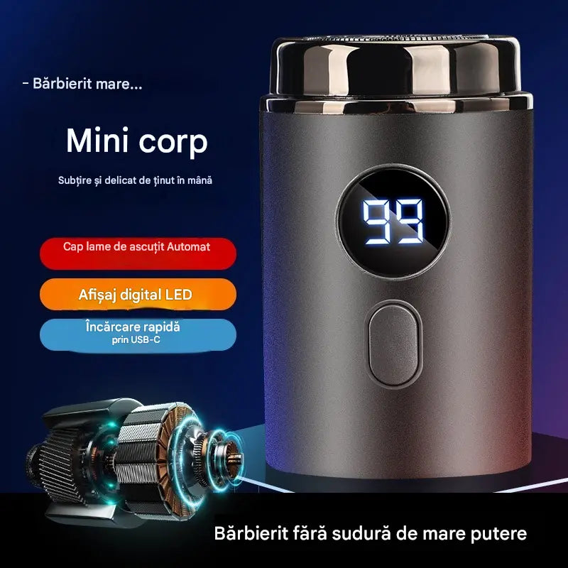 Aparat de Ras Electric Mini pentru Bărbați, Puternic, cu Afișaj Digital