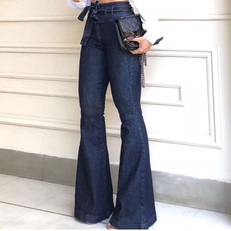 👖【S-2XL】Noii blugi cu talie înaltă, micro elastici, cu picioare largi