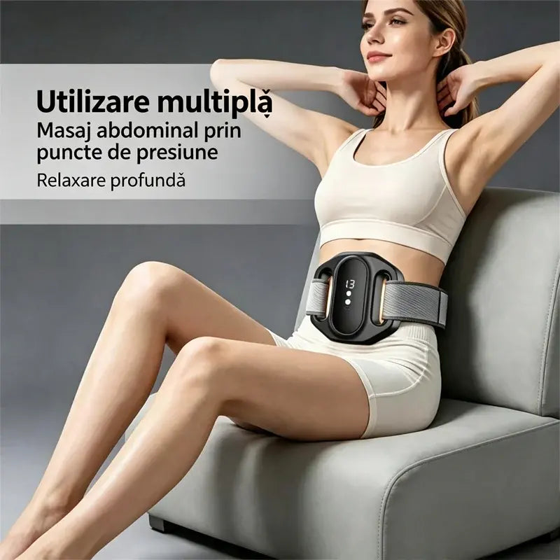 Aparat de Masaj și Ardere a Grăsimii Abdominale – Centură Electrică Ajustabilă pentru Abdomen și Talie, Tonifiere Musculară, Eliminare Burta de Bere